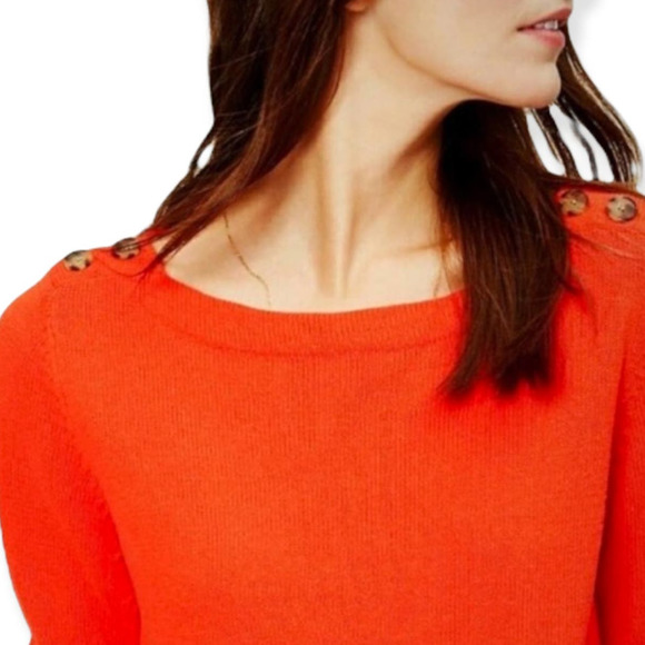 Ann Taylor Loft  Orange Button Boat Collar Button ShoulderSiz… - Picture 5 of 11